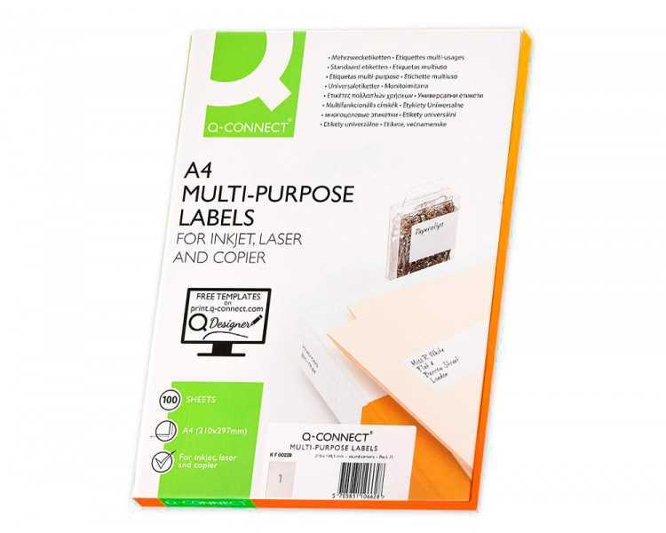 Etiqueta adhesiva q-connect kf00228 -tamaño din a4 -para ink-jet -transparente -caja con 25 hojas din-a4