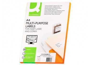 Etiqueta adhesiva q-connect kf00228 -tamaño din a4 -para ink-jet -transparente -caja con 25 hojas din-a4