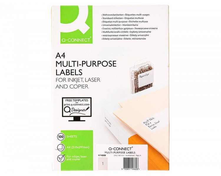 Etiqueta adhesiva q-connect kf00228 -tamaño din a4 -para ink-jet -transparente -caja con 25 hojas din-a4