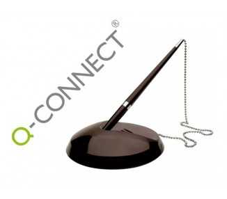 Boligrafo extensible q-connect con cadena metalica y soporte adhesivo