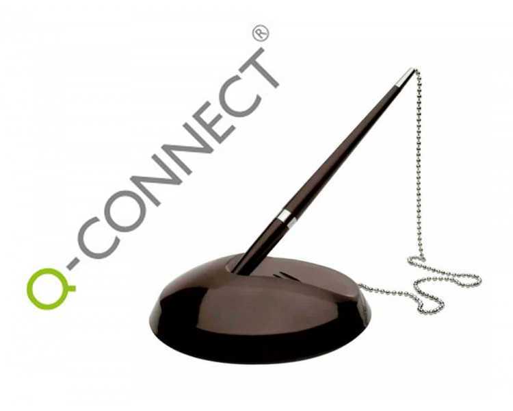 Boligrafo extensible q-connect con cadena metalica y soporte adhesivo