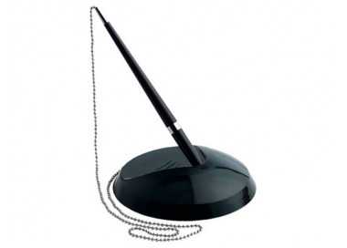 Boligrafo extensible q-connect con cadena metalica y soporte adhesivo