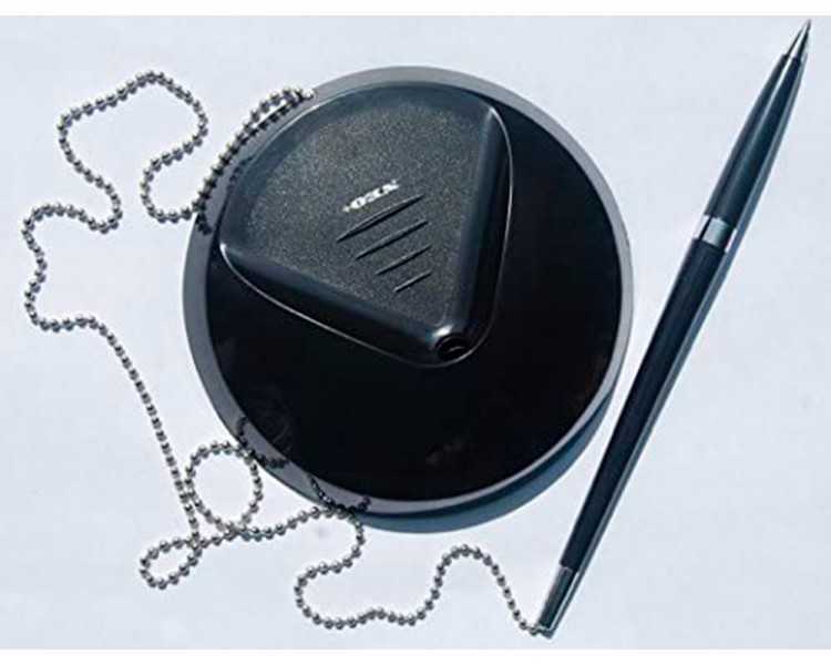 Boligrafo extensible q-connect con cadena metalica y soporte adhesivo