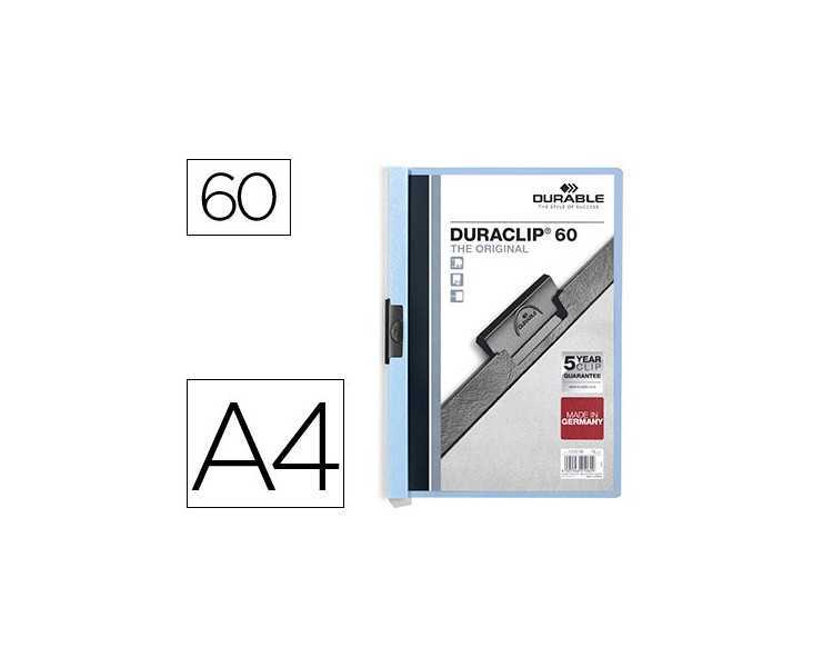 Carpeta duraclip dossier pinza lateral azul capacidad 60 hojas