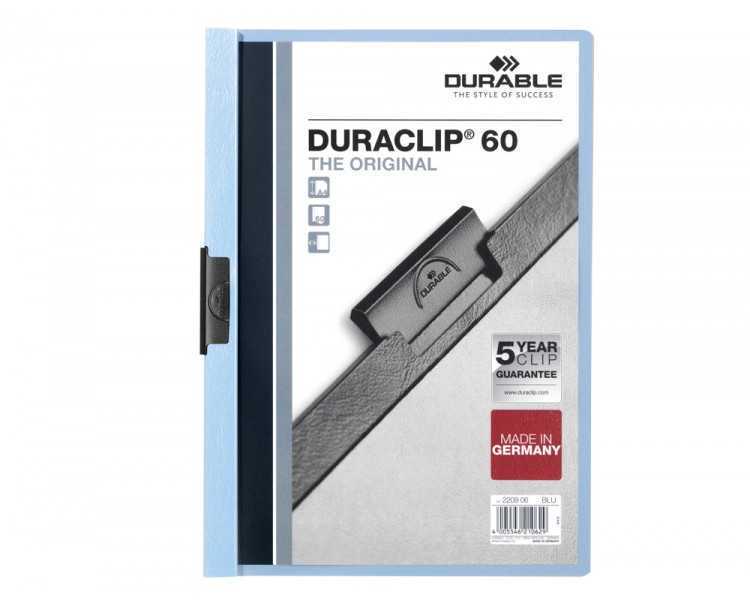 Carpeta duraclip dossier pinza lateral azul capacidad 60 hojas