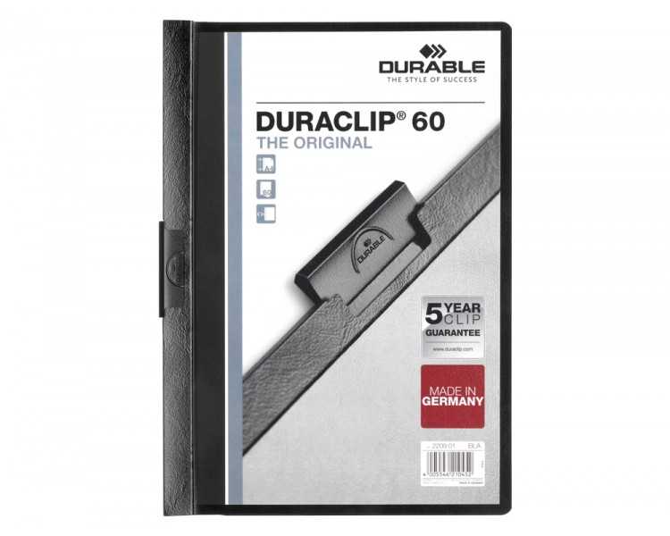Carpeta duraclip dossier pinza lateral negro capacidad 60 hojas