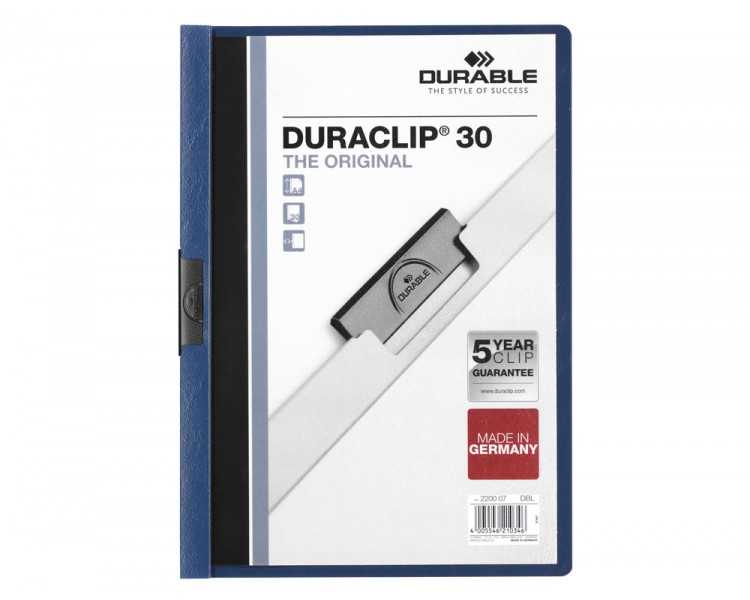 Carpeta duraclip dossier pinza lateral azul oscuro capacidad 30 hojas