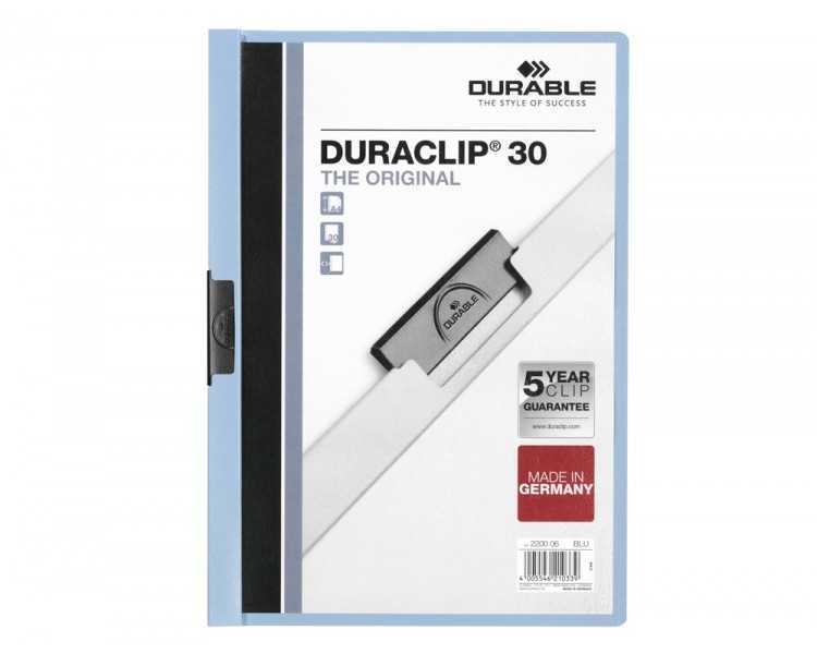 Carpeta duraclip dossier pinza lateral azul capacidad 30 hojas