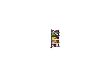 Expositor paperflow de suelo movil metalico con 5 repisas negro 140x1700x395 mm Expositor paperflow de suelo movil metalico con 5 repisas negro 140x1700x395 mm