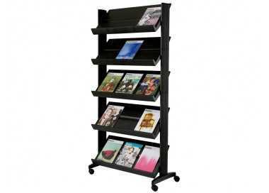Expositor paperflow de suelo movil metalico con 5 repisas negro 140x1700x395 mm Expositor paperflow de suelo movil metalico con 5 repisas negro 140x1700x395 mm