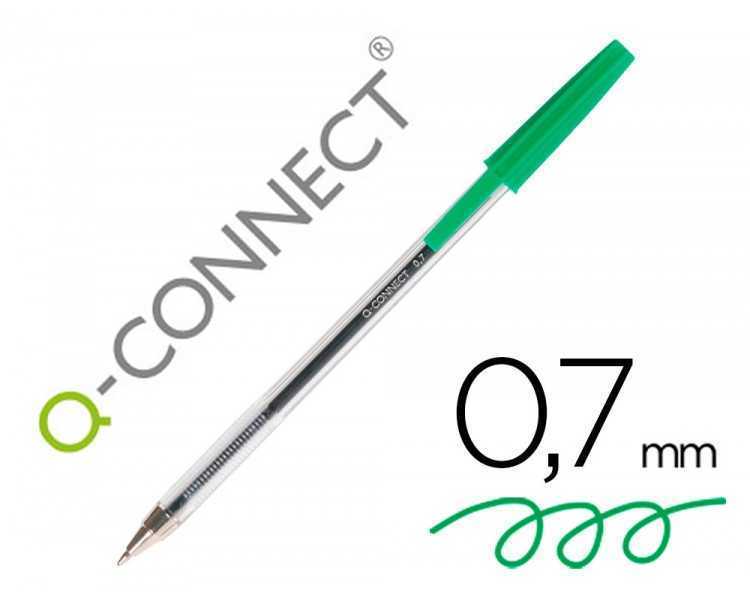 Boligrafo transparente q-connect verde medio kf01043