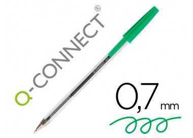 Boligrafo transparente q-connect verde medio kf01043