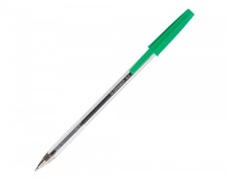 Boligrafo transparente q-connect verde medio kf01043