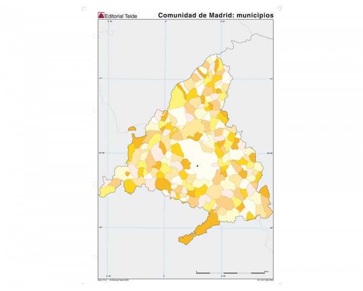 Mapa mudo color din a4 comunidad de madrid politico