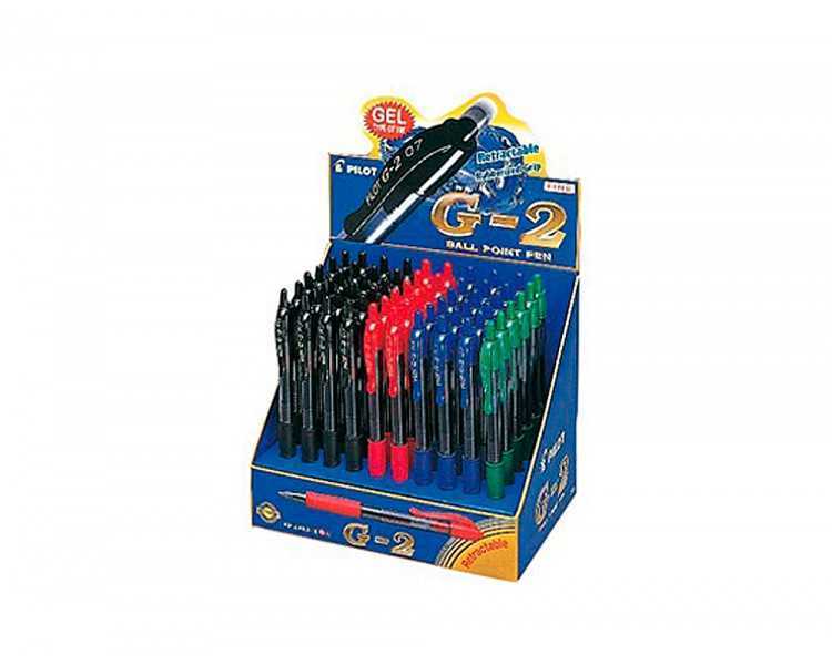 Boligrafo pilot g-2 tinta gel retractil sujecion de caucho expositor de 60 unidades