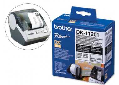 Etiqueta adhesiva brother dk11201 -tamaño 29x90 mm para impresoras de etiquetas ql -400 etiquetas-