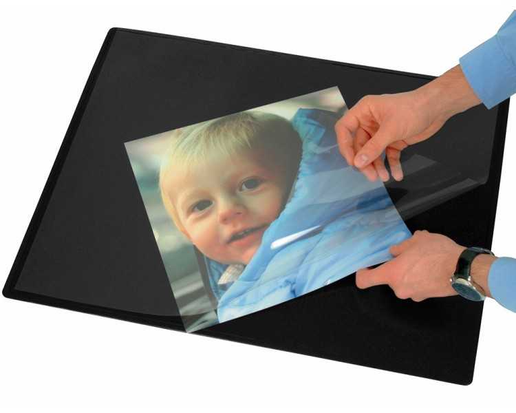 Vade sobremesa q-connect negro con solapas transparentes 50x63 cm