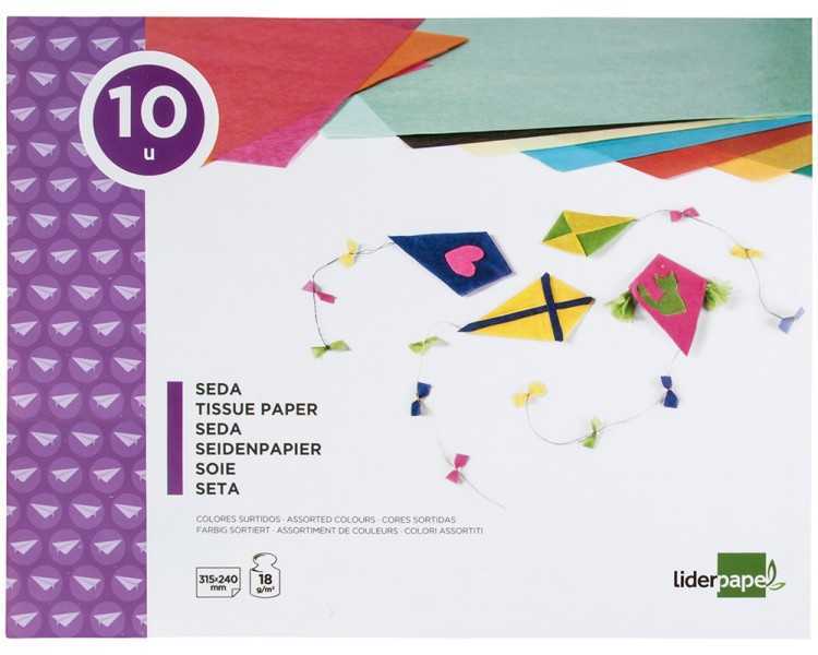 Bloc trabajos manuales liderpapel seda 240x315mm 10 hojas colores surtidos