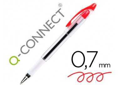 Boligrafo q-connect delta rojo sujecion de caucho con capuchon