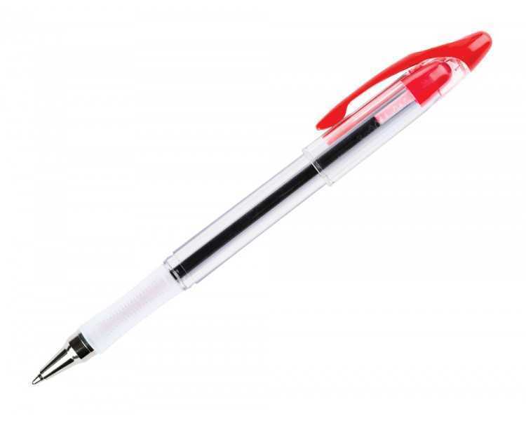 Boligrafo q-connect delta rojo sujecion de caucho con capuchon