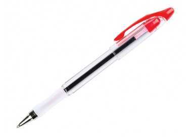 Boligrafo q-connect delta rojo sujecion de caucho con capuchon