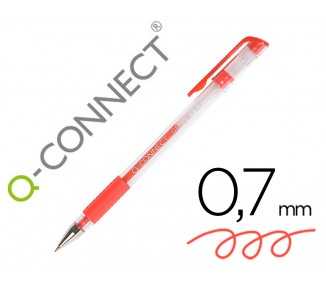 Boligrafo q-connect tinta gel rojo 0,7 mm sujecion de caucho