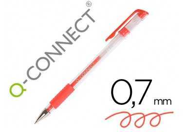 Boligrafo q-connect tinta gel rojo 0,7 mm sujecion de caucho
