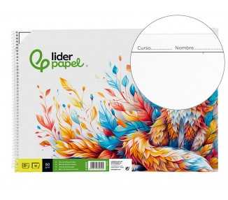 Bloc dibujo liderpapel escolar espiral 230x325mm 20 hojas 90 gr/m2 con recuadro