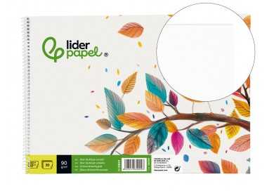 Bloc dibujo liderpapel escolar espiral 230x325mm 20 hojas 90 gr/m2 sin recuadro