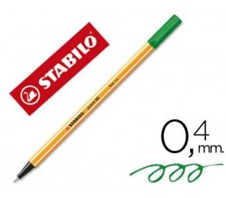 Rotulador stabilo punta de fib ra point 88 verde hoja punta fina 0,4mm