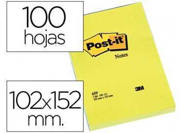 Bloc de notas adhesivas quita y pon post-it 102x152 mm con 100 hojas 659