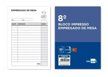Talonario liderpapel camarero octavo sin iva 202 duplicado texto en portugues