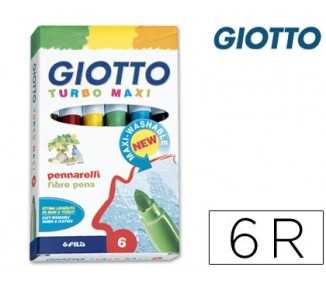 Rotulador giotto turbo maxi caja de 6 colores lavables con punta bloqueada