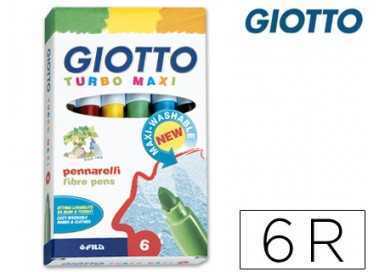 Rotulador giotto turbo maxi caja de 6 colores lavables con punta bloqueada