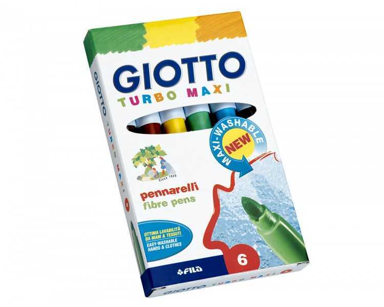 Rotulador giotto turbo maxi caja de 6 colores lavables con punta bloqueada