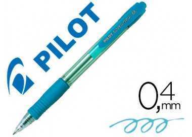 Boligrafo pilot super grip celeste retractil sujecion de caucho tinta base de aceite