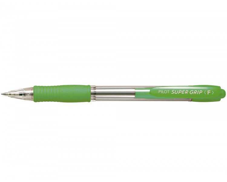 Boligrafo pilot super grip verde claro retractil sujecion de caucho tinta base de aceite