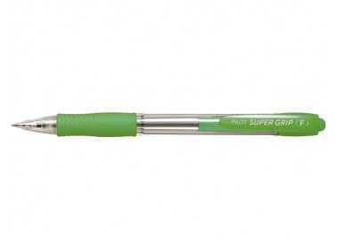 Boligrafo pilot super grip verde claro retractil sujecion de caucho tinta base de aceite