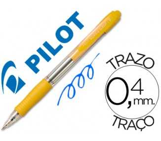 Boligrafo pilot super grip amarillo retractil sujecion de caucho tinta base de aceite