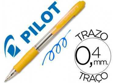 Boligrafo pilot super grip amarillo retractil sujecion de caucho tinta base de aceite