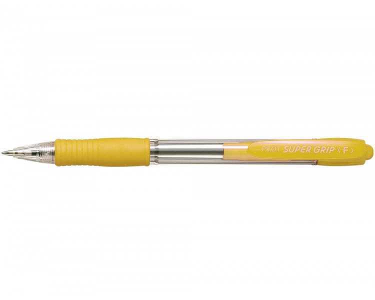 Boligrafo pilot super grip amarillo retractil sujecion de caucho tinta base de aceite