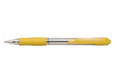 Boligrafo pilot super grip amarillo retractil sujecion de caucho tinta base de aceite