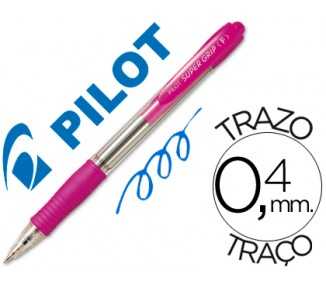 Boligrafo pilot super grip rosa retractil sujecion de caucho tinta base de aceite