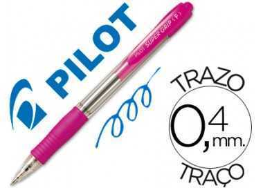 Boligrafo pilot super grip rosa retractil sujecion de caucho tinta base de aceite