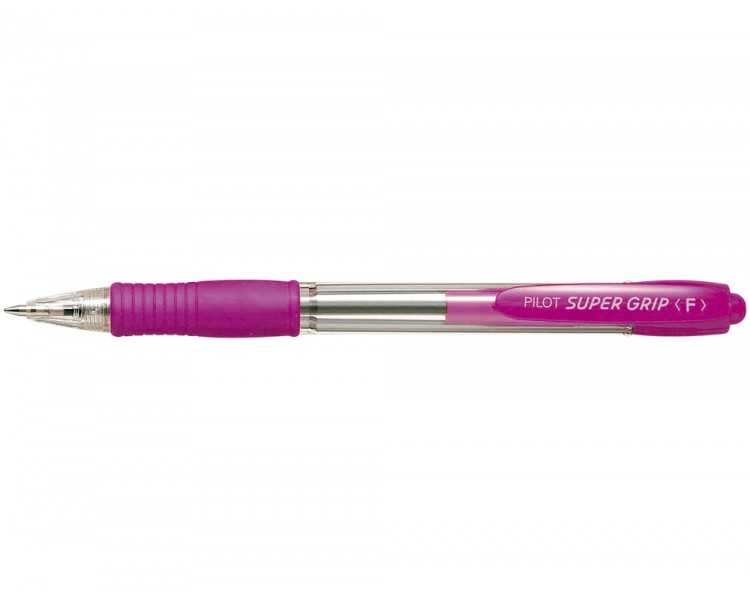 Boligrafo pilot super grip rosa retractil sujecion de caucho tinta base de aceite