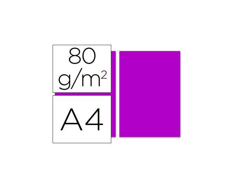 Papel color liderpapel a4 80gr fucsia paquete de 100 hojas