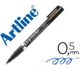 Rotulador artline para cd punta de fibra permanente ek-883 azul -punta redonda 0.5 mm