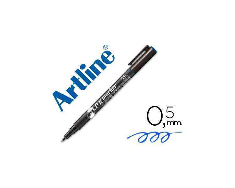 Rotulador artline para cd punta de fibra permanente ek-883 azul -punta redonda 0.5 mm