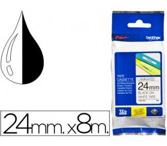 Cinta brother tze-251 blanco-negro 24mm longitud 8 mt