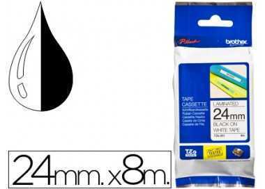 Cinta brother tze-251 blanco-negro 24mm longitud 8 mt
